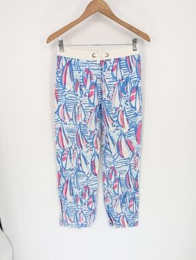 Lilly Pulitzer 100% Linen The Beach Pant Red Right Return Girls XL (12-14)
